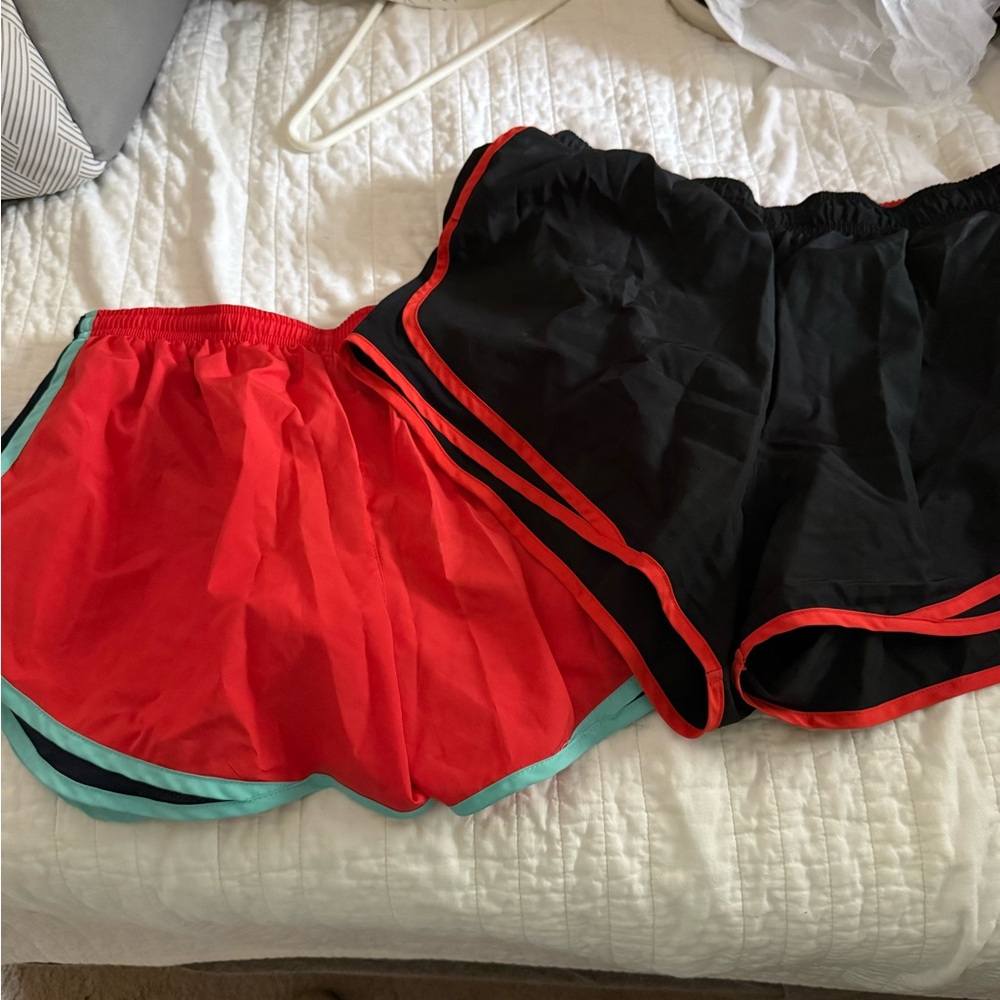 Nike Women's Black and Red Athletic Shorts Set
